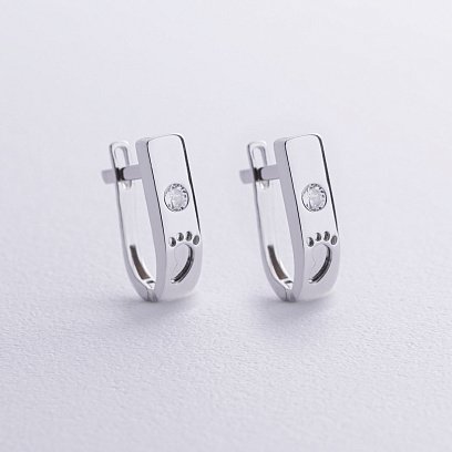 Золотые серьги "Ножки младенца" (фианиты) с08647
