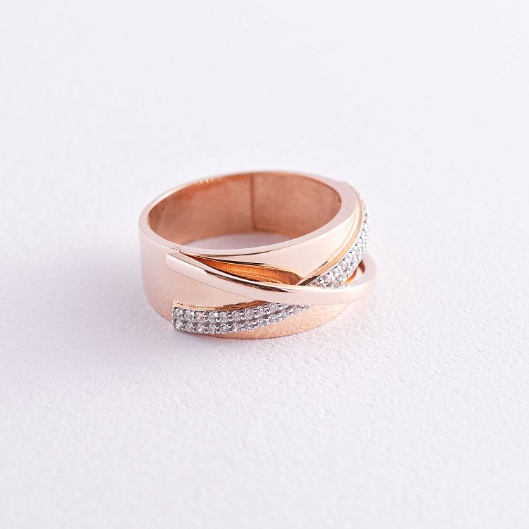 Золота каблучка (фіаніти) к05017 від ювелірного магазину Онікс