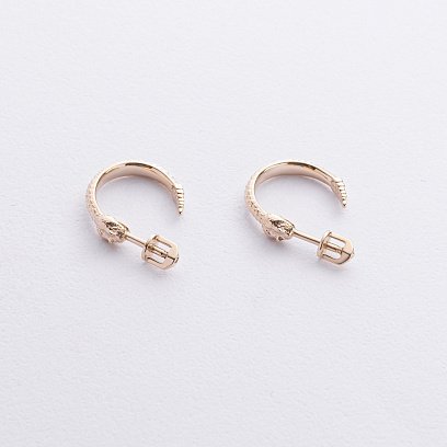 Сережки - пусети "Грумучі змії" у жовтому золоті с09078 №5