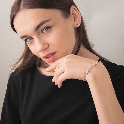 Серебряные серьги с фианитами 121710 №3