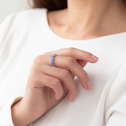 Золота каблучка з танзанітами кб0301gl №2