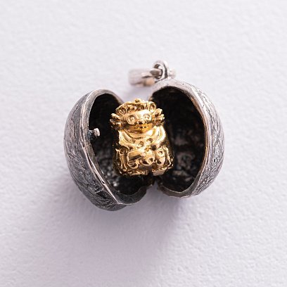 Срібна підвіска "Їжачок в горішку" ручної роботи 133114 №8