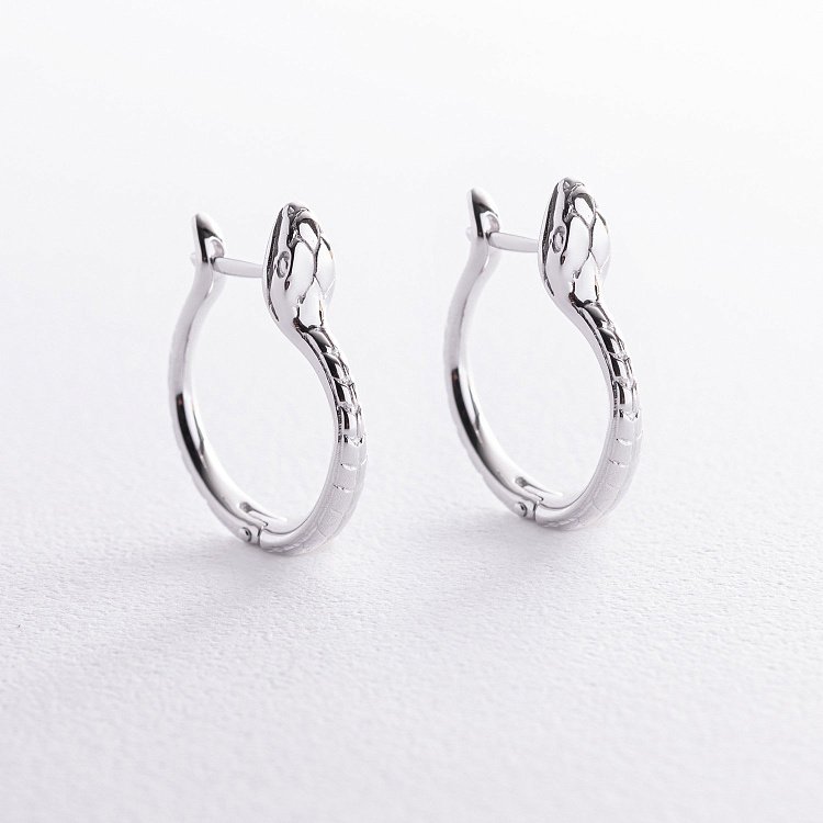 Сережки "Змії" у білому золоті с08486 від ювелірного магазину Онікс