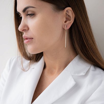 Сережки - пусети в стилі мінімалізм (жовте золото) с07047 №4