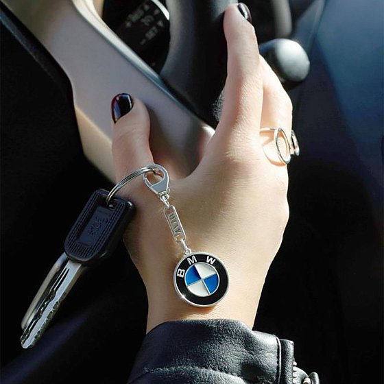 Серебряный брелок для машины "BMW" 9013.1 №2