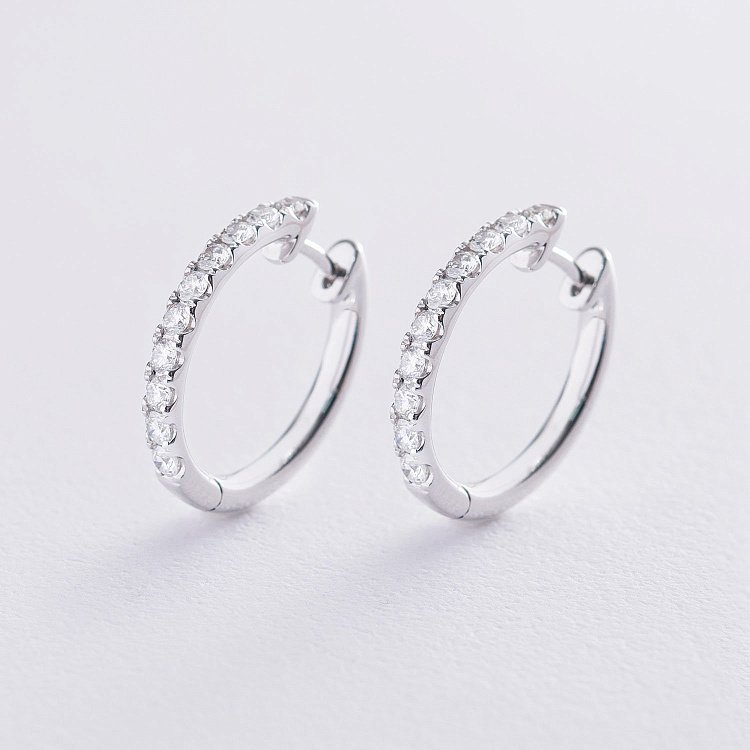 Золоті сережки - кільця з діамантами сб0338ri від ювелірного магазину Онікс