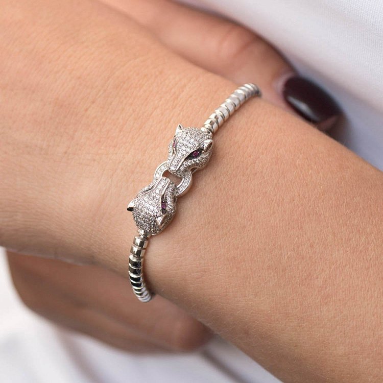 Золотий браслет "Пантери" з фіанітами б02701 від ювелірного магазину Онікс - 6