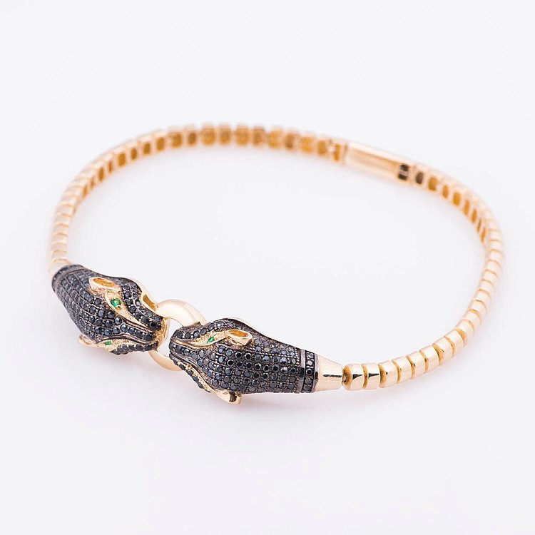 Золотий браслет "Пантери" з фіанітами б02703 від ювелірного магазину Онікс - 1