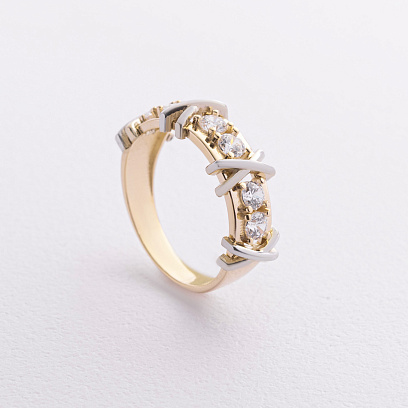 Кольцо "Rosie" с фианитами (желтое золото) к08249