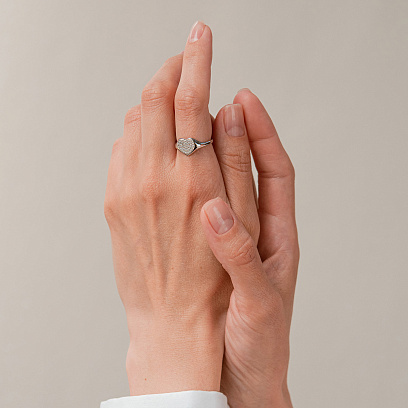 Золотое кольцо "Сердечко" с фианитами к08300 №14