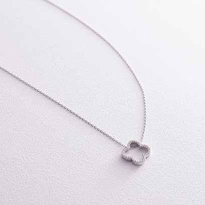 Серебряное колье "Клевер" с фианитами 908-01003