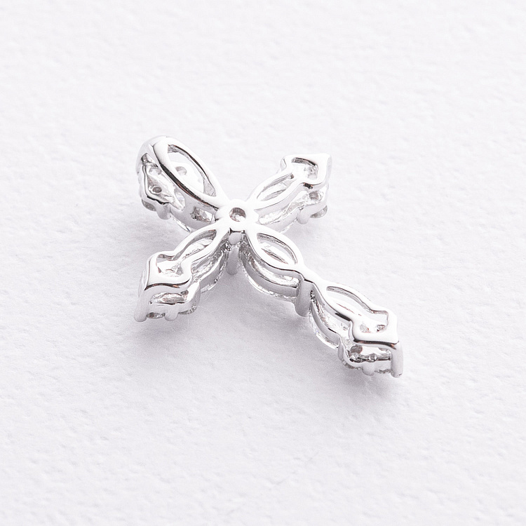 Хрестик у білому золоті з діамантами пб0398lg від ювелірного магазину Онікс - 1