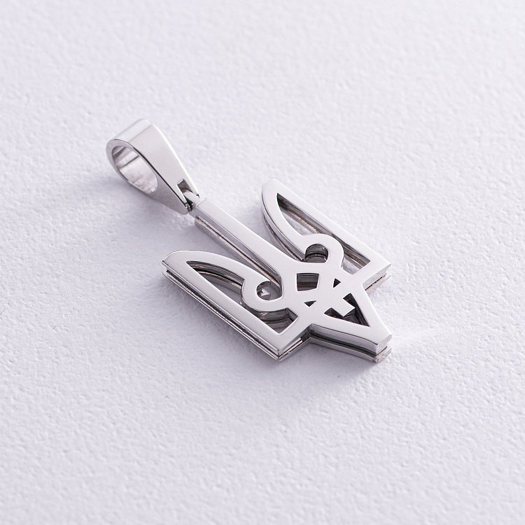 Кулон Герб Украины "Тризуб" в белом золоте 125701100 от ювелирного магазина Оникс