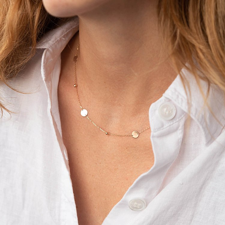 Золотое колье "Монетки и шарики" кол02257 от ювелирного магазина Оникс - 1