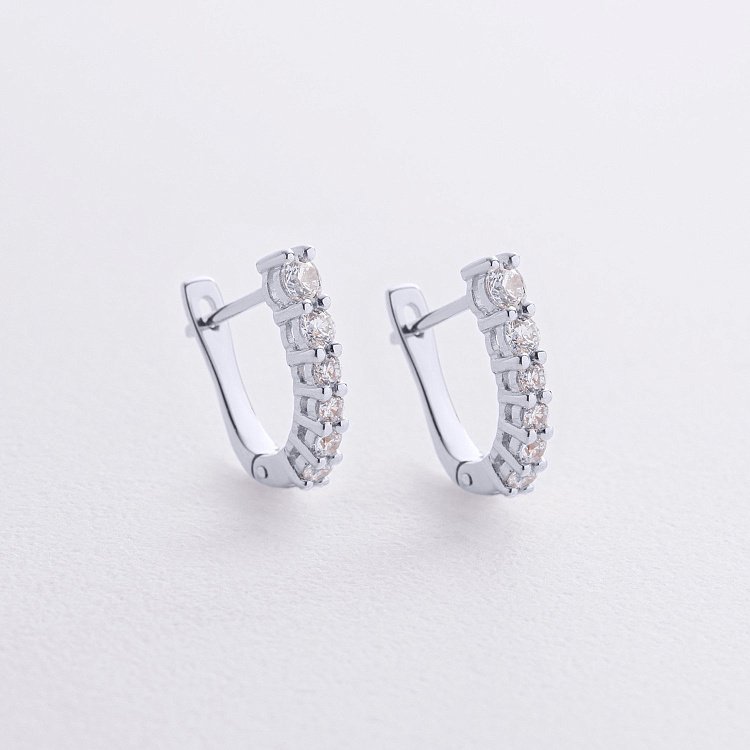 Серьги "Erika" с фианитами (белое золото) с09064 от ювелирного магазина Оникс