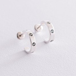 Серебряные серьги - пусеты "Love" 123012