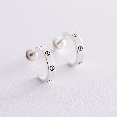 Серебряные серьги - пусеты "Love" 123012