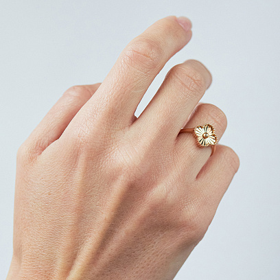 Кольцо "Клевер" в красном золоте к08126 №4