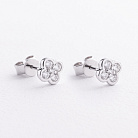 Серьги - пусеты "Клевер" в белом золоте (бриллианты) сб0713sm от ювелирного магазина Оникс