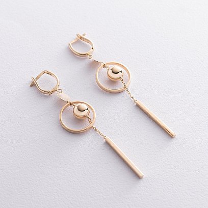 Золотые серьги "Солнце" на английской застежке с06532 №2