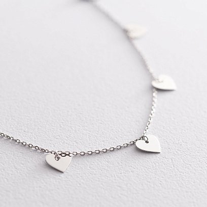 Колье "Сердечки" в белом золоте кол01450 №3