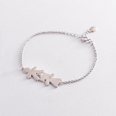 Срібний браслет "Дівчинка та хлопчик" (можливе гравіювання) 2084 №3