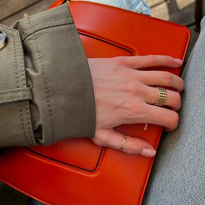 Широкое кольцо "Бьянка" в желтом золоте к07358 №18