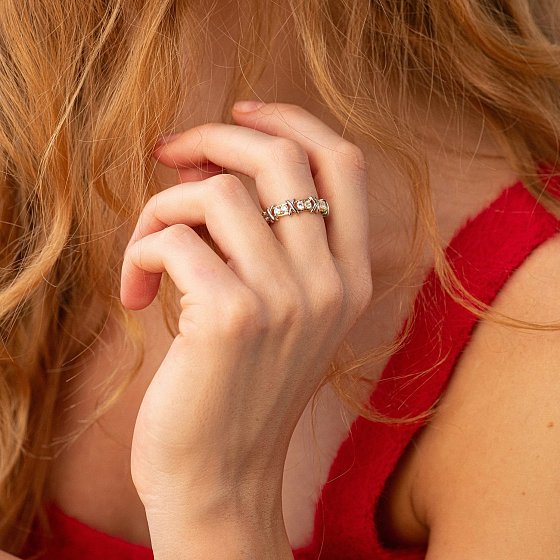 Кольцо "Rosie" с фианитами (желтое, белое золото) к08193 №4