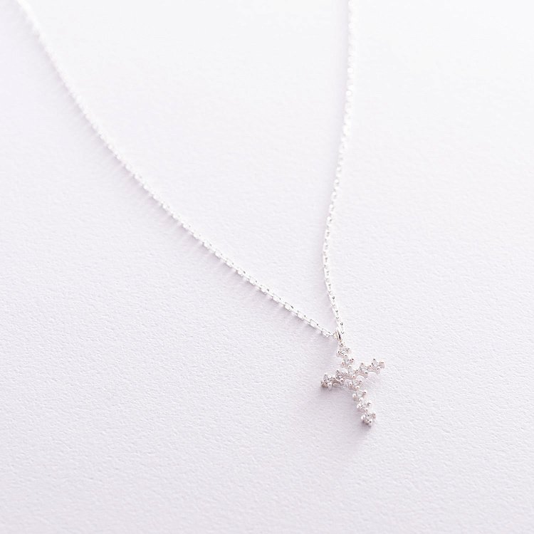 Кольє "Хрестик" в сріблі з фіанітами 181060 від ювелірного магазину Онікс - 5