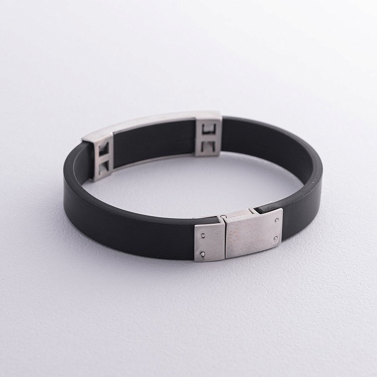 Каучуковий браслет "Карта України" зі срібними вставками 10812 від ювелірного магазину Онікс - 2