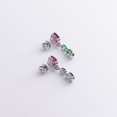 Золоті сережки - пусети (діаманти, родоліти, цаворити, демантоїди) сб0569nl №3