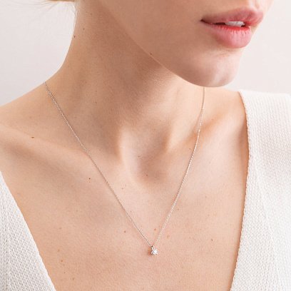 Колье в белом золоте с бриллиантом 719291121 №2