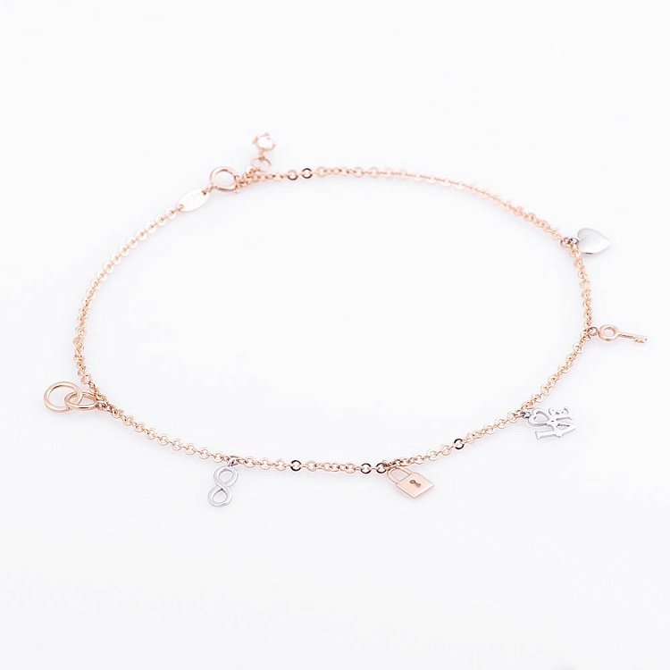 Золотой браслет на ногу с фианитами б02632 от ювелирного магазина Оникс