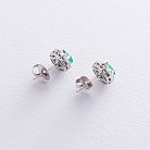 Золоті сережки - пусети (смарагд, діамант) кит0465 от ювелирного магазина Оникс - 2