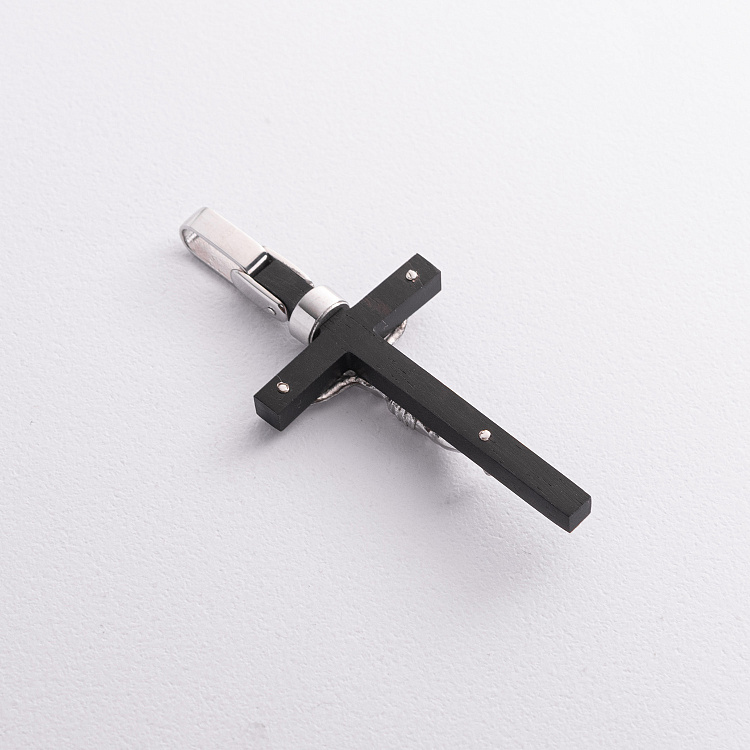 Серебряный крест "Распятие" с эбеновым деревом 1213р от ювелирного магазина Оникс - 3