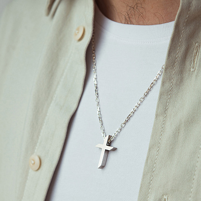 Серебряный крестик 133339 №2