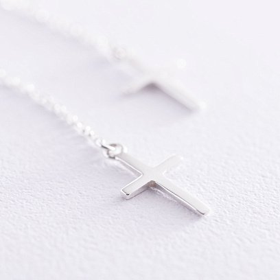 Срібні сережки "Хрестики" на ланцюжку 122816 №2