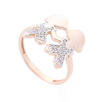 Золотий перстень "Хлопчики" (фіаніт) к06249