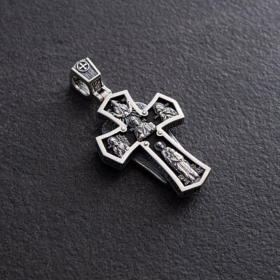 Чоловічий православний хрест "Архангел Михайло" з ебенового дерева та срібла 1445 №5