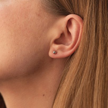 Золотая моносерьга "Шарик" с08791 №3