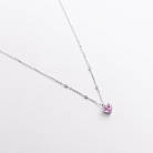 Серебряное колье "Сердечко" (розовый и белые фианиты) 181387 от ювелирного магазина Оникс