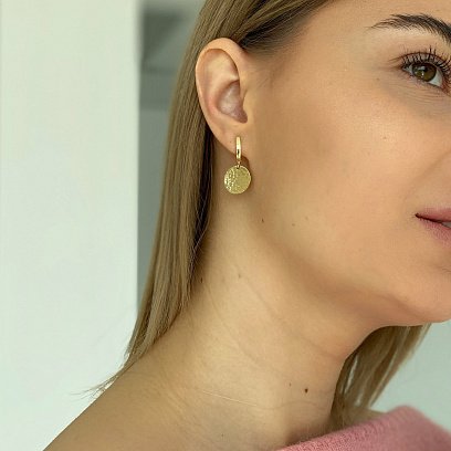 Серьги "Солнечные зайчики" в желтом золоте с06734 №4