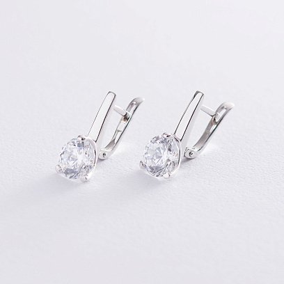 Золотые серьги с фианитами с02895