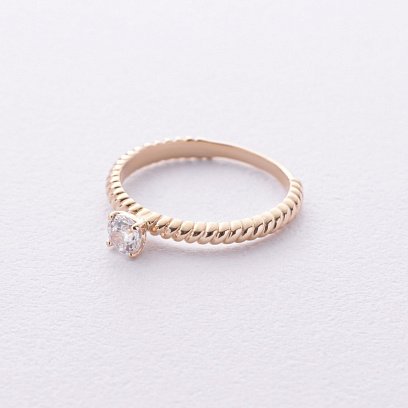 Заручальна золота каблучка з фіанітом к08197 №3