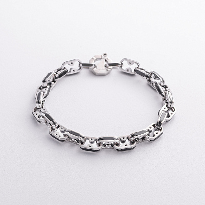 Серебряный браслет (керамика, фианиты) 1867