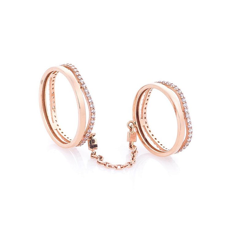 Золотое кольцо с фианитами к04123 от ювелирного магазина Оникс - 2