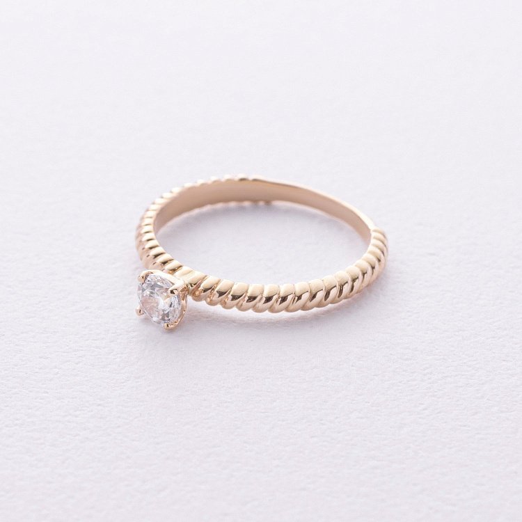 Заручальна золота каблучка з фіанітом к08197 від ювелірного магазину Онікс - 2