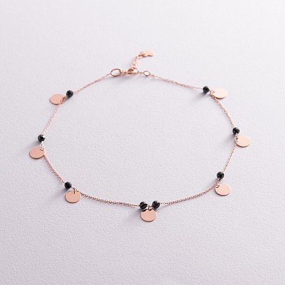 Золотий браслет "Монетки" на ногу (фіаніти) б04904