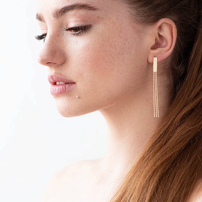 Серьги "Лаконичность" в красном золоте с06868 №2