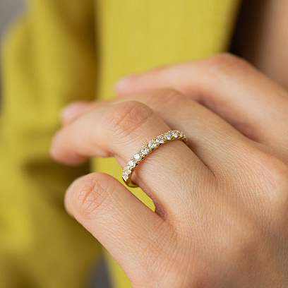 Золота каблучка з доріжкою діамантів кб0683ri №4